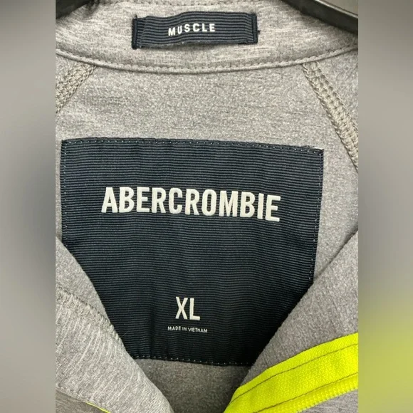 Abercrombie & Fitch Heather Gray Jacket with Neon Yellow Details - Picture 3 of 13